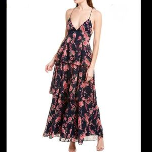 NWT Fame and Partners Navy Floral Maxi Dress